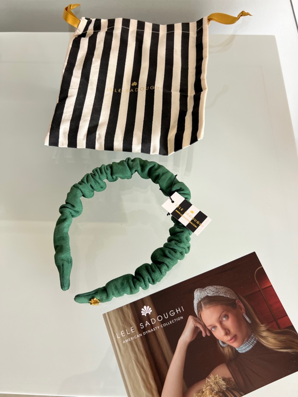 LELE SADOUGHI Jessie Evergreen Suede Leather Headband - Picture 4 of 11